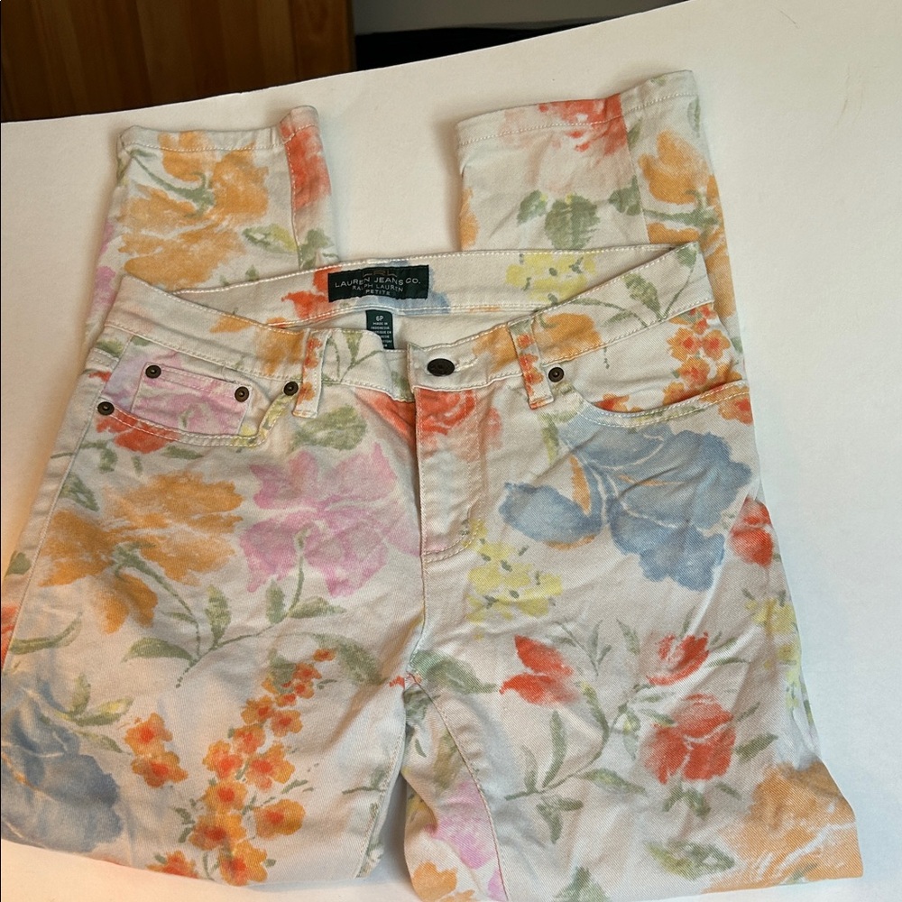 Ralph Lauren Multicolor Floral Women's Straight Leg Jeans size 6 petite